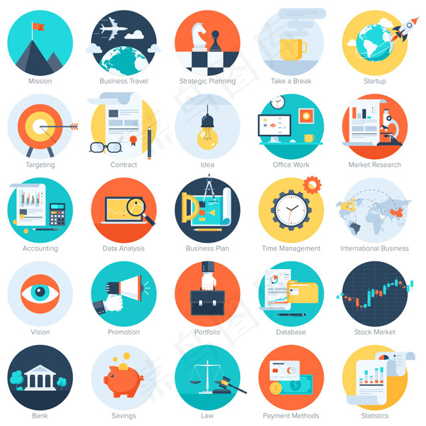 圆形商务图标,免抠元素,背景元素