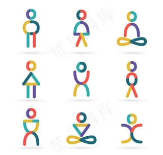 彩色瑜伽人物标志