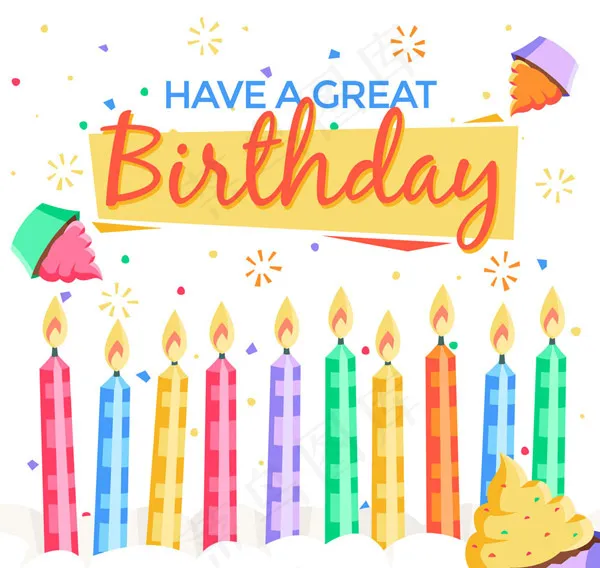 蜡烛生日贺卡ai矢量模版下载