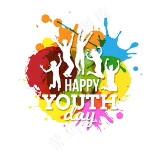 青年节人物剪影