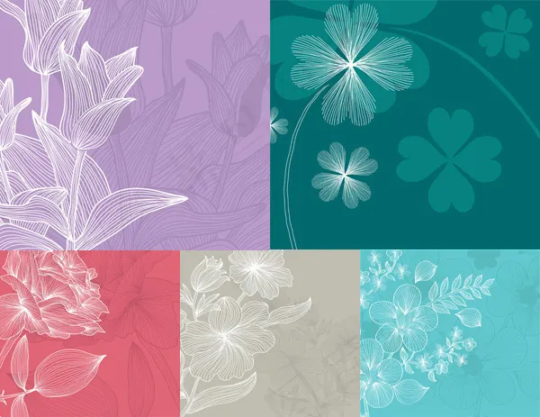 线条鲜花矢量eps,ai矢量模版下载