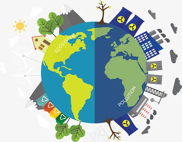 地球环境污染治理ai矢量模版下载