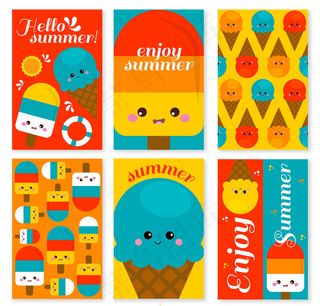 夏季雪糕卡片矢量
