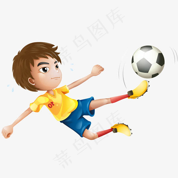卡通踢足球的运动员