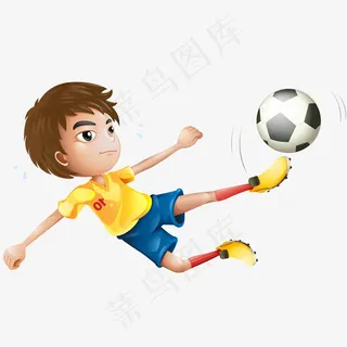 卡通踢足球的运动员