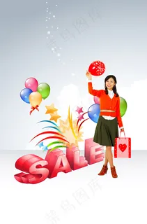 拿汽球的购物女人 拿汽球的购物女人