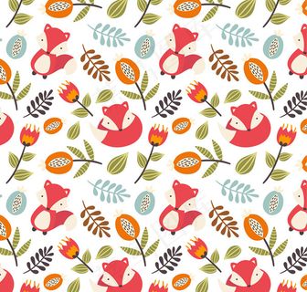 狐狸和花卉背景 狐狸和花卉背景