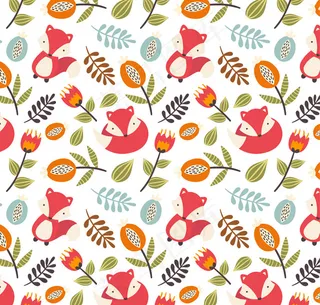 狐狸和花卉背景