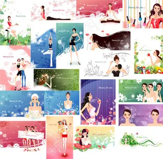 女性与花纹植物1,免抠元素