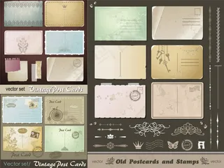 欧式复古明信片,背景元素