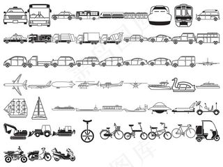 交通类剪影元素
