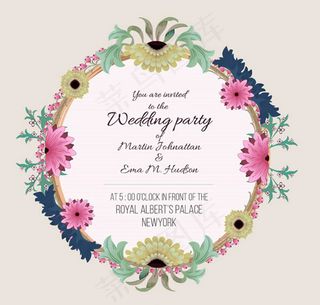 花卉婚礼邀请卡