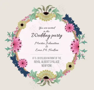 花卉婚礼邀请卡
