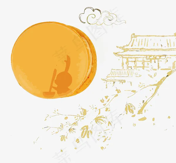 矢量中秋月亮月宫eps,ai矢量模版下载