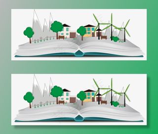 创意卡通翻开的书