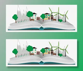 创意卡通翻开的书