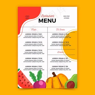 彩绘果蔬矢量菜单