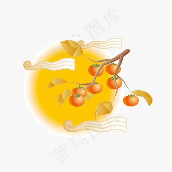 枝头上的柿子ai矢量模版下载