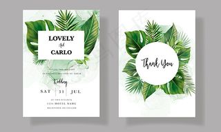 植物装饰婚礼请柬