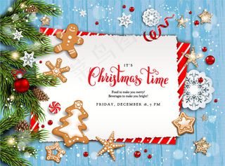 松枝饼干圣诞贺卡