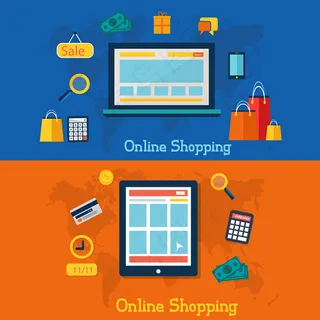 电脑网购平插画