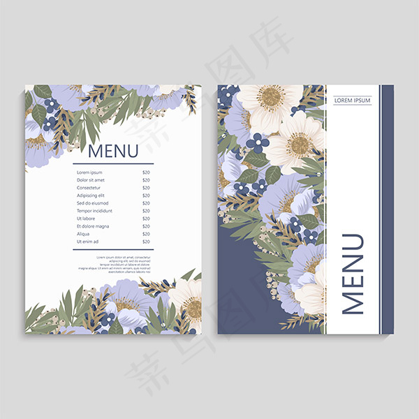 紫色花卉装饰菜单