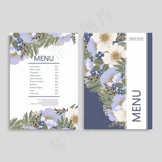 紫色花卉装饰菜单