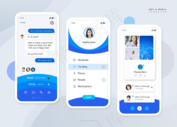 聊天社交APP模板psd模版下载