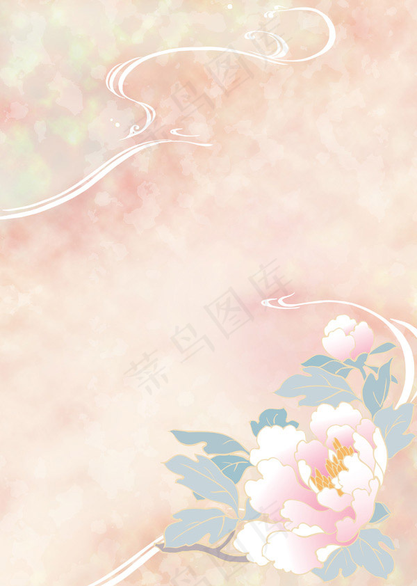 彩绘牡丹背景,背景元素