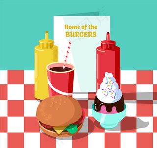 汉堡包套餐矢量