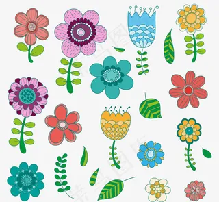 缤纷卡通花朵,背景元素