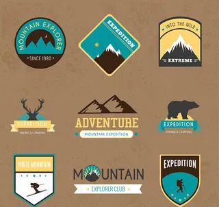 山地探险标签,免抠元素