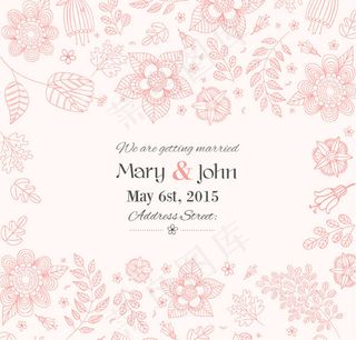 花卉婚礼邀请海报