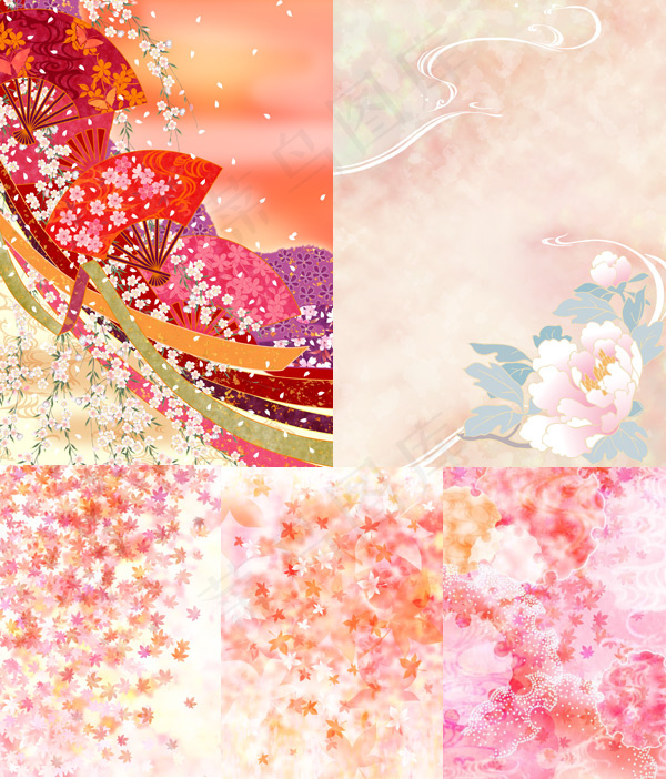 日系风格色彩背景,背景元素