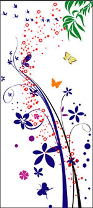 矢量花纹与蝴蝶