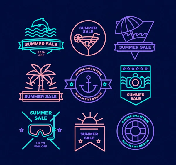 荧光色夏季销售标签ai矢量模版下载