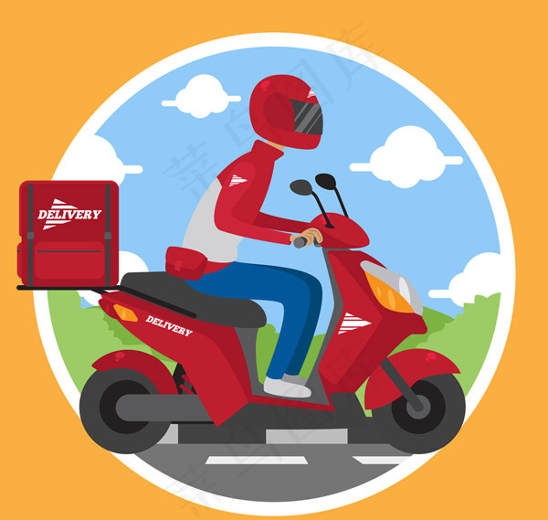 红色送餐员矢量