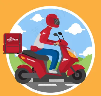 红色送餐员矢量