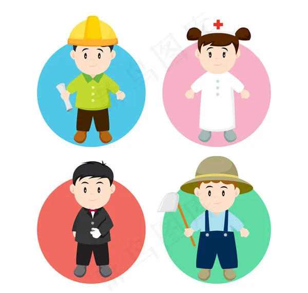 职业装的儿童ai矢量模版下载