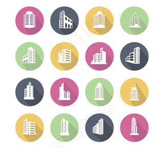 扁平化建筑图标,免抠元素