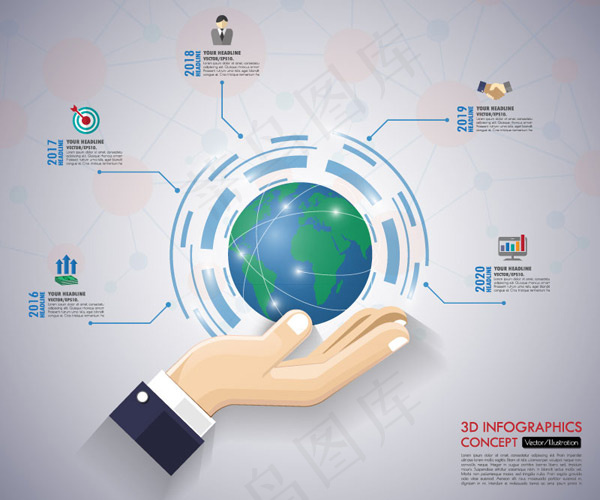 地球商务信息图,背景元素eps,ai矢量模版下载