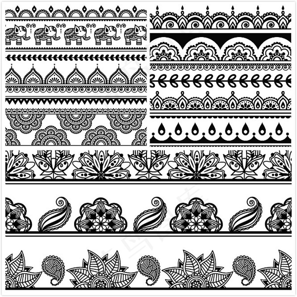 复古简约花纹,背景元素