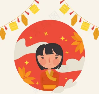 中秋节短发女子