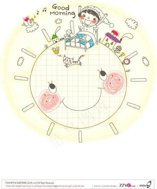 可爱线描家庭矢量ai矢量模版下载