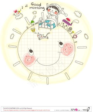 可爱线描家庭矢量