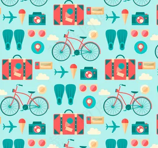 度假元素无缝背景