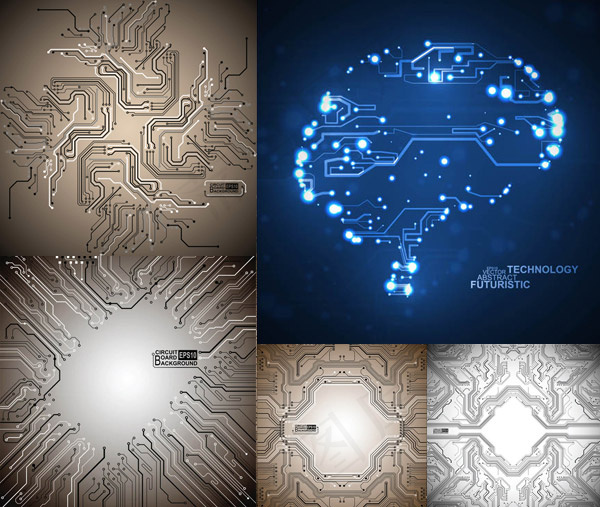电路板元件主题eps,ai矢量模版下载