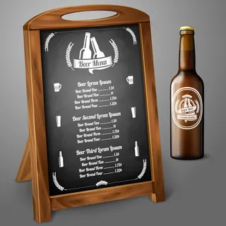 黑板酒水单和啤酒