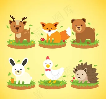 可爱动物矢量,免抠元素 可爱动物矢量,免抠元素