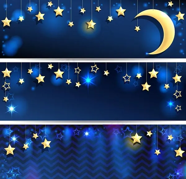 星星月亮背景eps,ai矢量模版下载